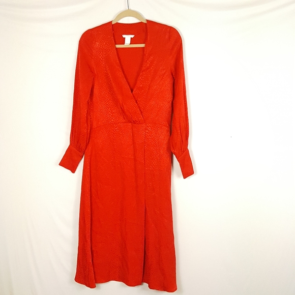 H&M Jacquard Weave Dress Womens V Neck Wrap Over - Picture 4 of 5